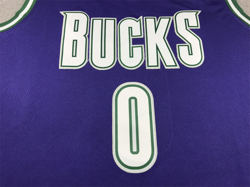 Men's Milwaukee Bucks Damian Lillard #0 Purple Swingman Jerseys - Classic Edition