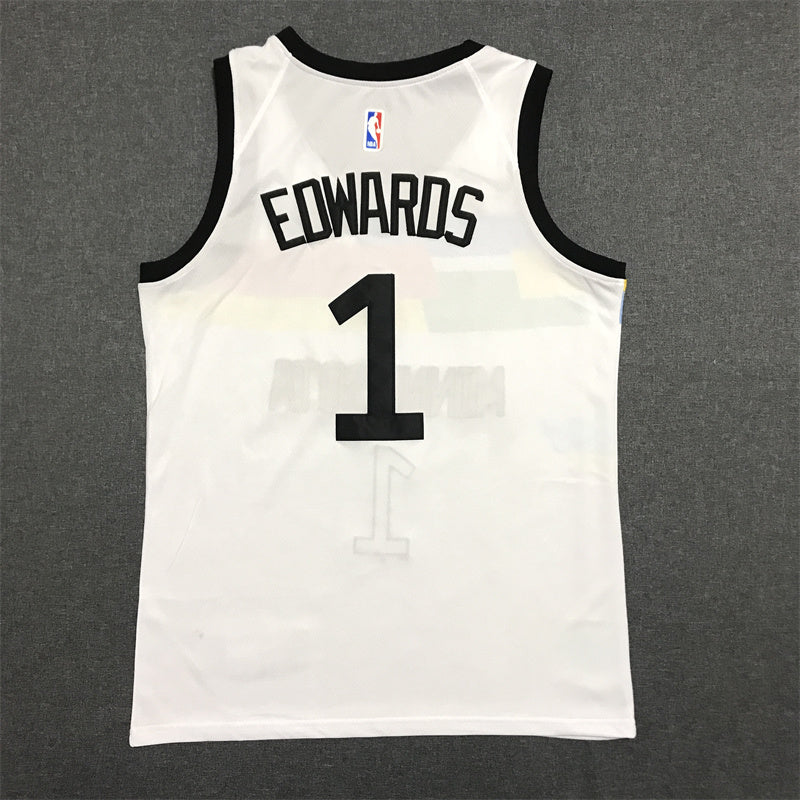 Men's Minnesota Timberwolves Anthony Edwards #1 White Swingman Jerseys - City Edition