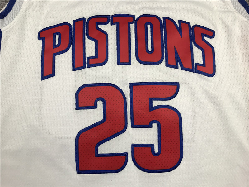 Men's Detroit Pistons Derrick Rose White 2021/22 Fast Break Replica Jerseys