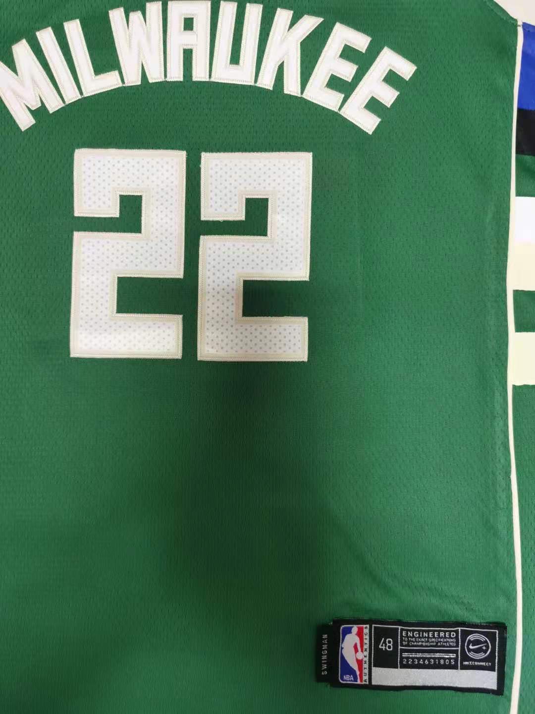 Men's Milwaukee Bucks Khris Middleton #22 Green Fast Break Road Replica Jerseys