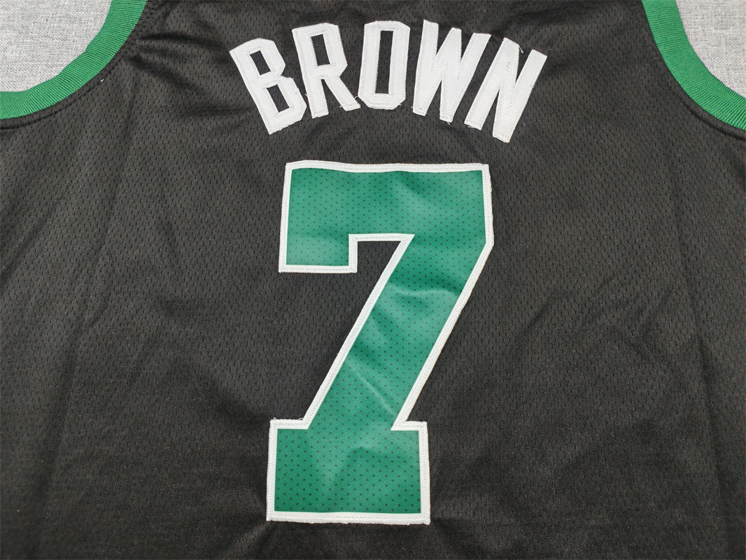 Men's Boston Celtics Jaylen Brown #7 Black Swingman Jerseys - Statement Edition
