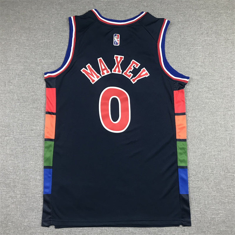Men's Philadelphia 76ers Tyrese Maxey Navy 2021/22 Swingman Jerseys City Edition