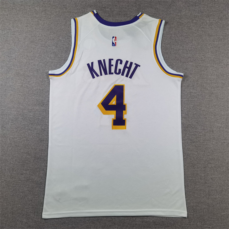 Men's Los Angeles Lakers Dalton Knecht #4 White Swingman Jerseys - Association Edition