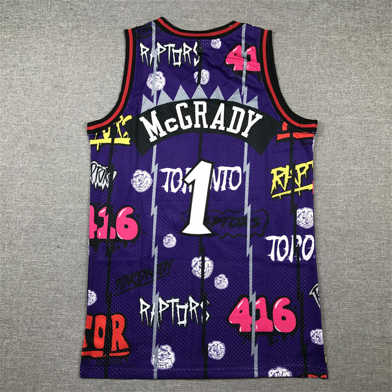 Men's Toronto Raptors Tracy McGrady #1 Purple Swingman Player Jerseys - Graffiti Edition