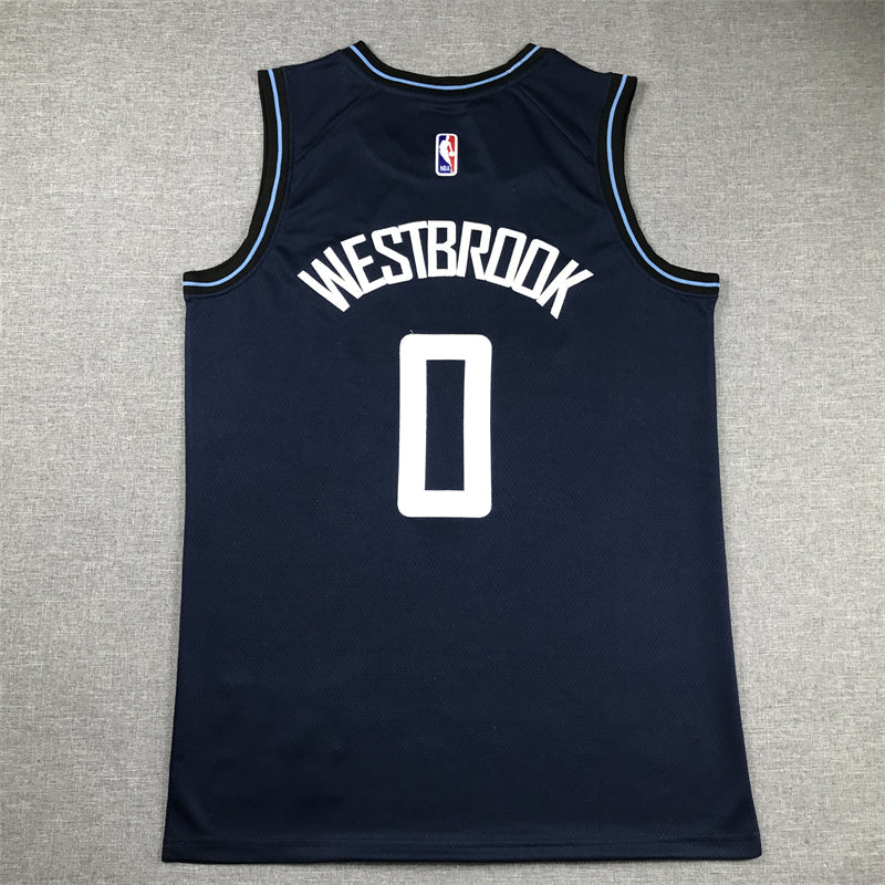 Men's LA Clippers Russell Westbrook #0 Navy 2023/24 Swingman Jerseys - City Edition