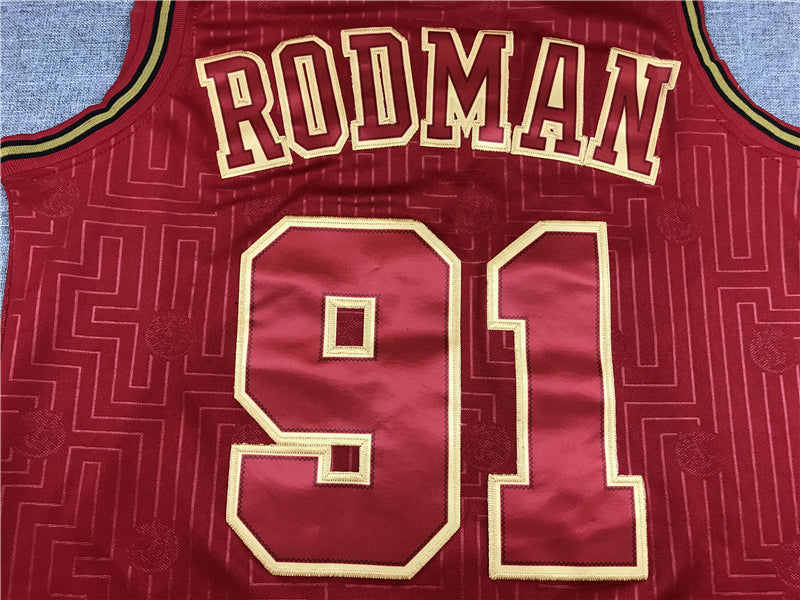 Men's Chicago Bulls Dennis Rodman #91 Red Hardwood Classics Swingman Jerseys