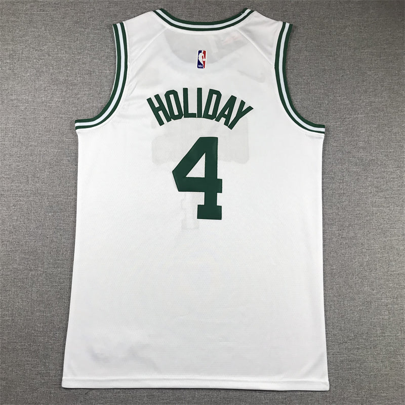 Men's Boston Celtics Jrue Holiday #4 White Swingman Jerseys - Association Edition