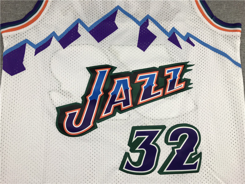 Men's Utah Jazz Karl Malone White 1996-97 Hardwood Classics Swingman Jerseys