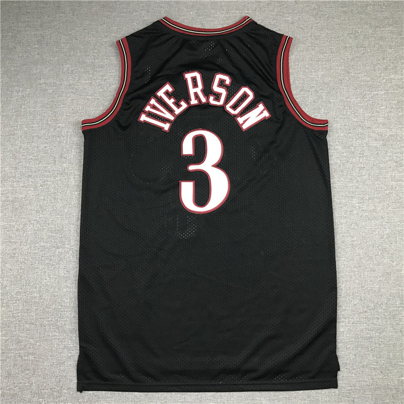 Men's Philadelphia 76ers Allen Iverson #3 Black Throwback Swingman Jerseys