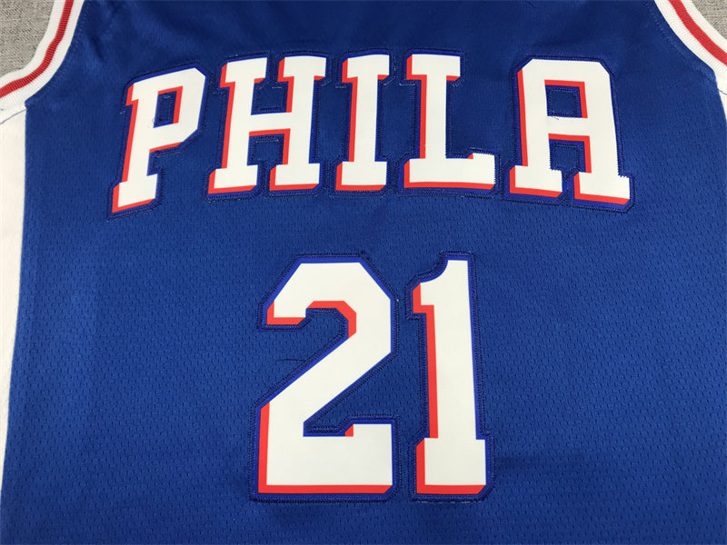 Men's Philadelphia 76ers Joel Embiid #21 Blue Swingman Jerseys - Icon Edition