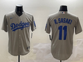 Men's Los Angeles Dodgers Roki Sasaki #11 Gray Replica Game Jerseys