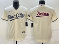 Men's Minnesota Twins Beige Alternate Replica Team Logo Jerseys