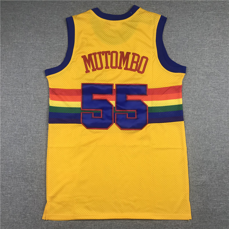 Men's Denver Nuggets Dikembe Mutombo 1991-92 Yellow Hardwood Classics Swingman Jerseys