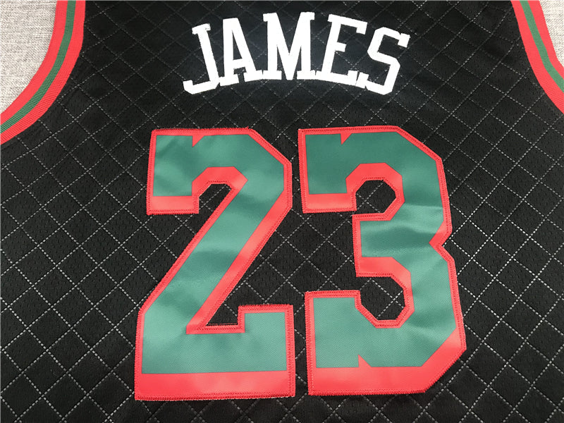 Men's Los Angeles Lakers LeBron James #23 Black Hardwood Classics Player Jerseys