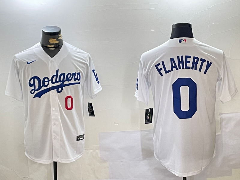 Men's Los Angeles Dodgers Jack Flaherty #0 White Home Replica Player Jerseys