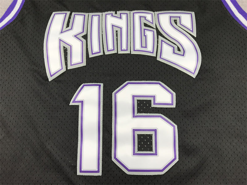Men's Sacramento Kings Peja Stojakovic #16 Black Hardwood Classics Swingman Jerseys