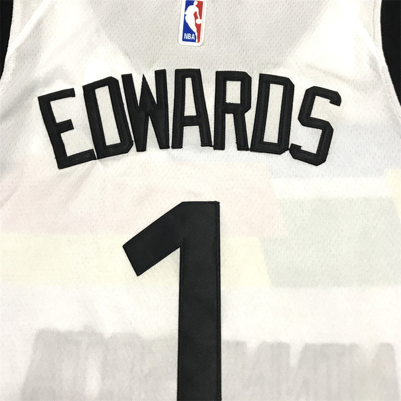 Men's Minnesota Timberwolves Anthony Edwards #1 White Swingman Jerseys - City Edition