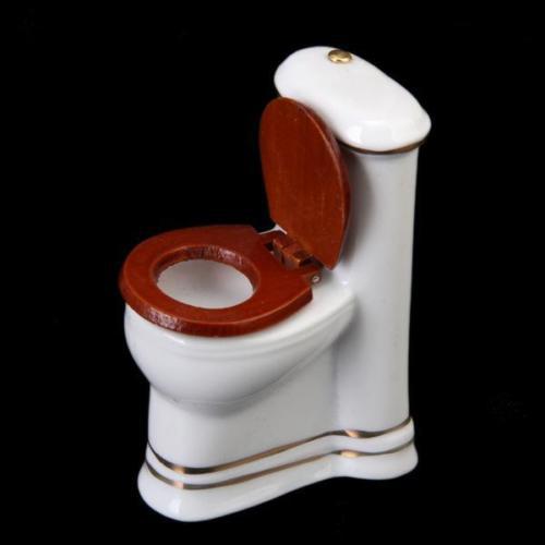 1:12 Scale Dollhouse Miniature Ceramic Bathroom Set – 5-Piece Furniture Model for Dollhouse Decor