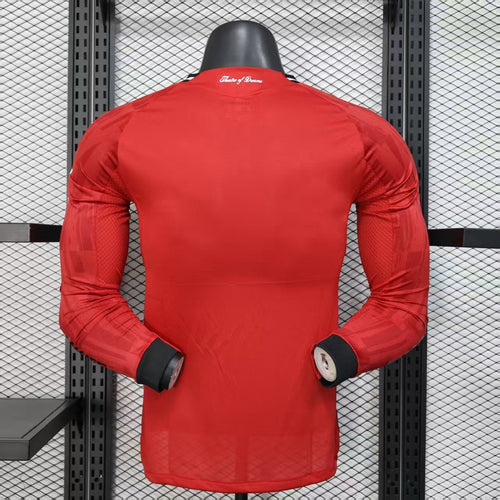 2025-26 Manchester City Home Red Long Sleeve Player Edition Jersey - Men