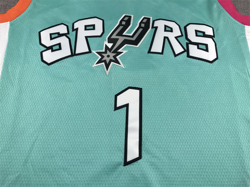 Men's San Antonio Spurs Victor Wembanyama #1 Turquoise 2022/23 Swingman Jerseys - City Edition