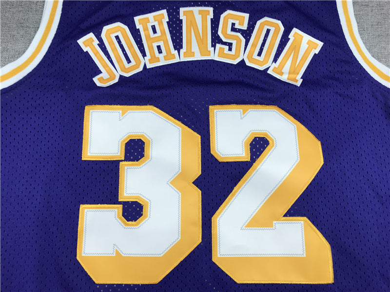 Men's Los Angeles Lakers Magic Johnson #32 Purple Throwback Jerseys