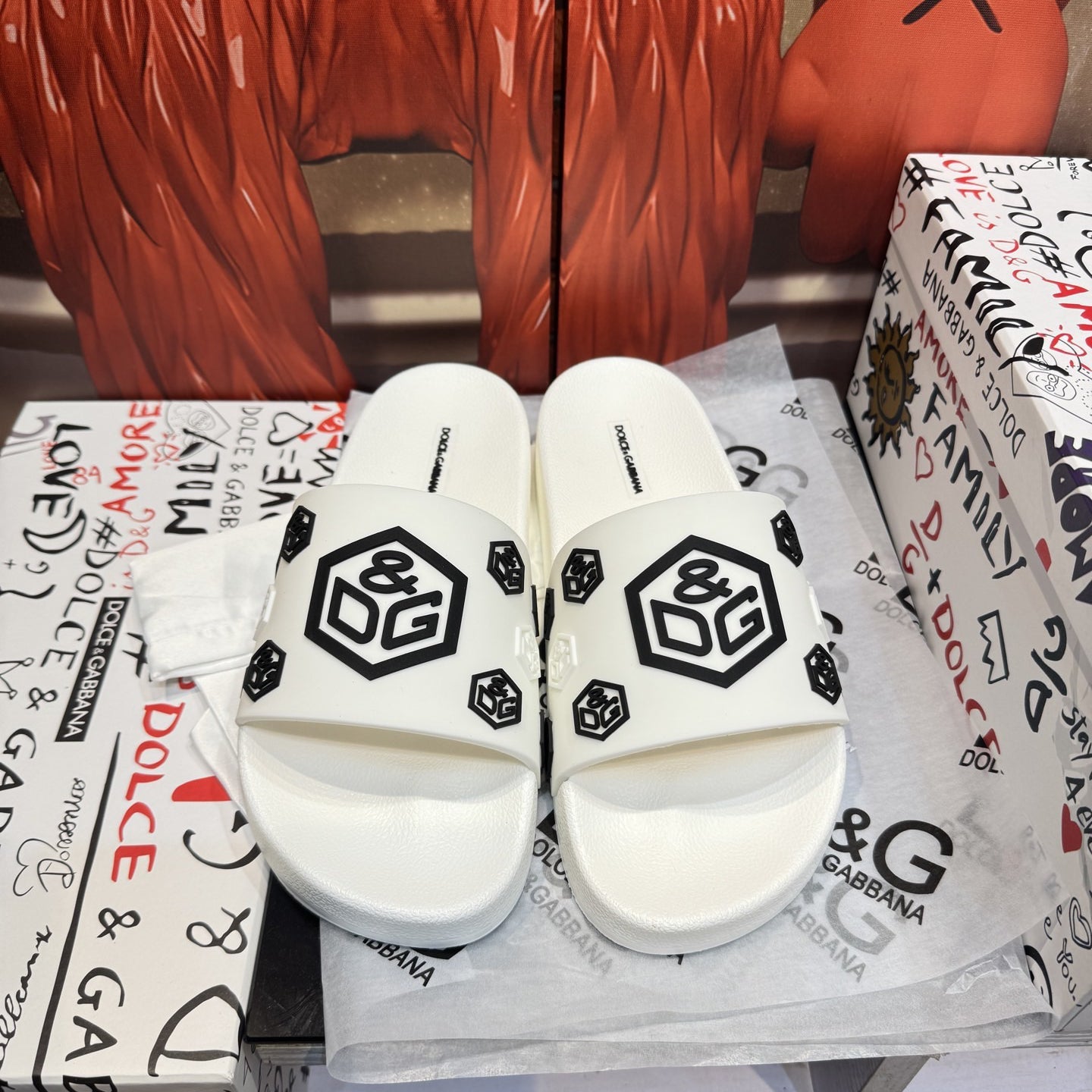 Dolce & Gabbana D&G Logo Print Slide Sandals – Unisex Couple's Summer Slippers