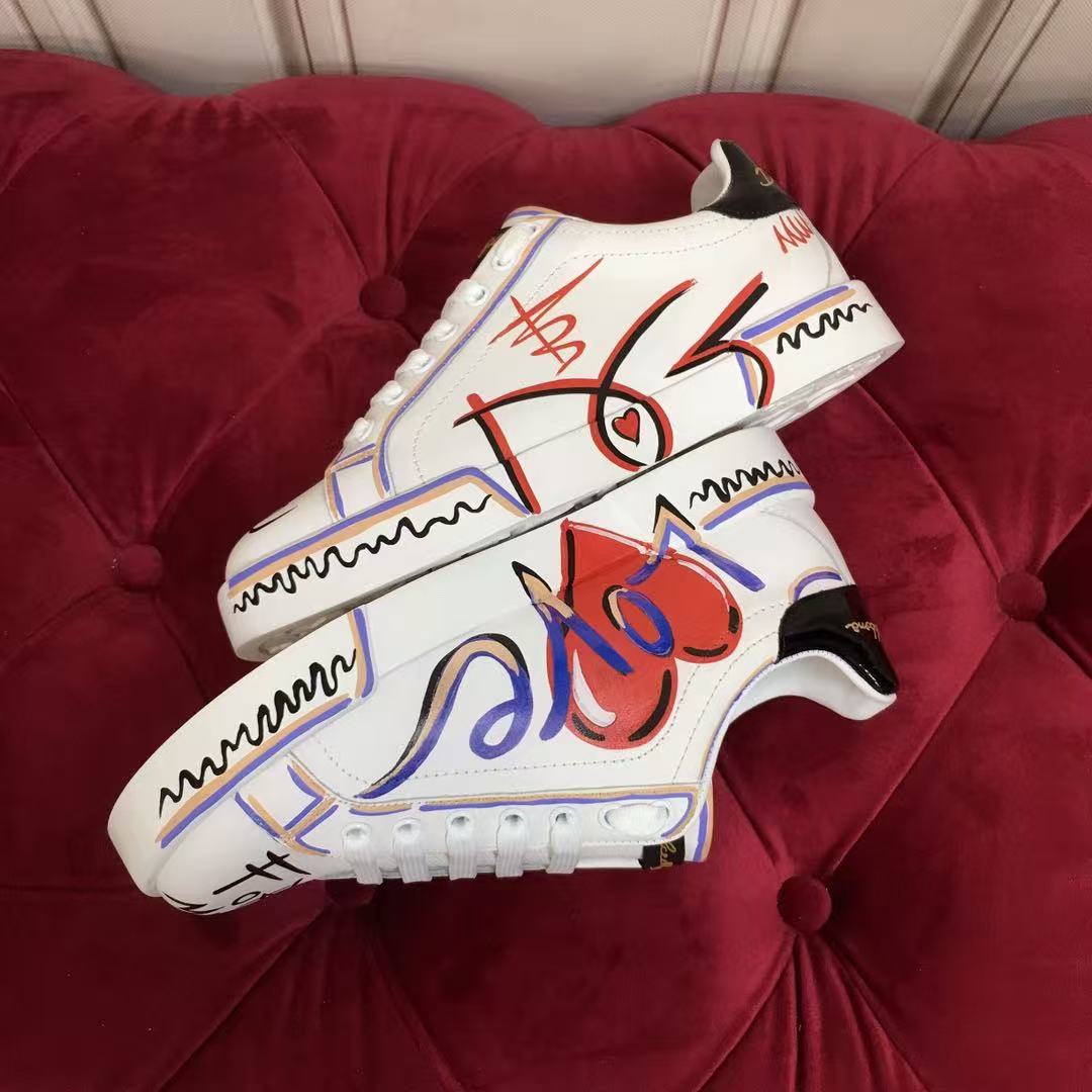 Dolce & Gabbana Portofino Graffiti Sneakers – Unisex Couple's Luxury Casual Shoes