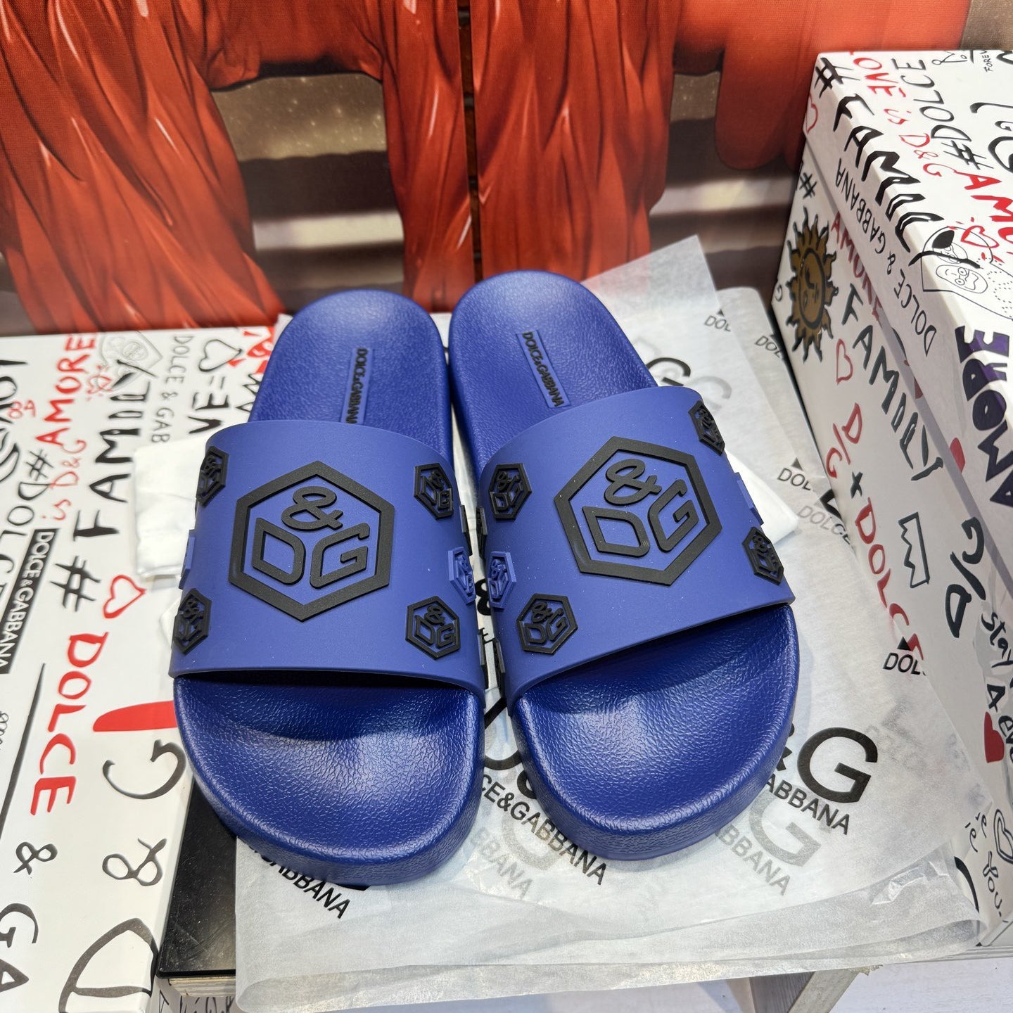 Dolce & Gabbana D&G Logo Print Slide Sandals – Unisex Couple's Summer Slippers