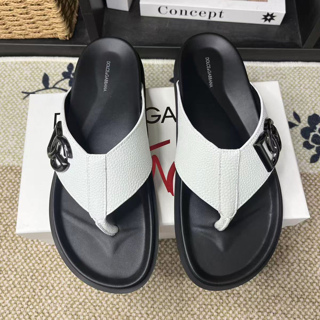 Dolce & Gabbana D&G Logo Print Slide Sandals – Unisex Couple's Summer Slippers