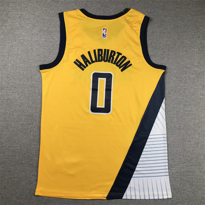 Men's Indiana Pacers Tyrese Haliburton #0 Gold Swingman Jerseys - Statement Edition
