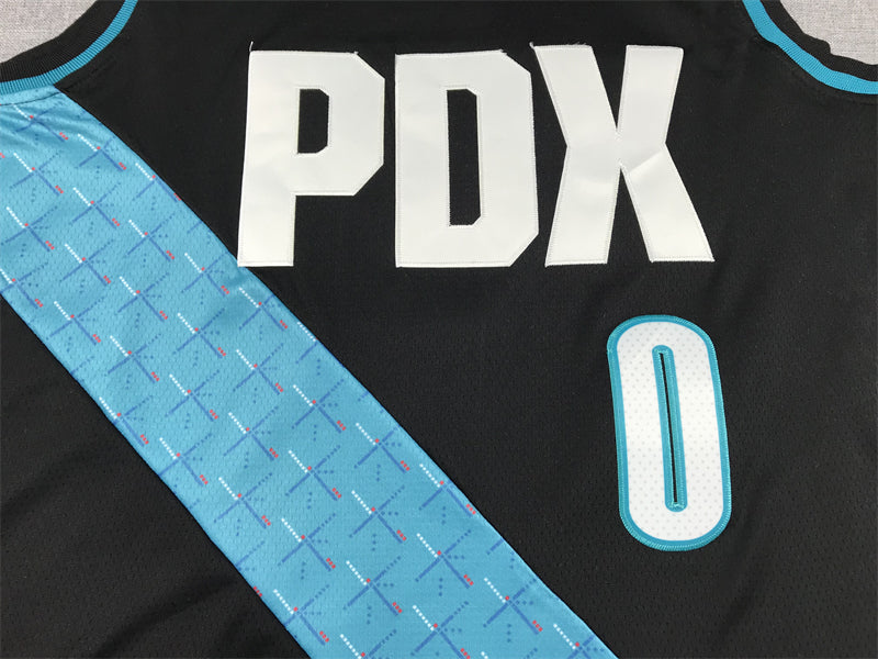 Men's Portland Trail Blazers Damian Lillard #0 Black 2022/23 Fastbreak Jerseys - City Edition