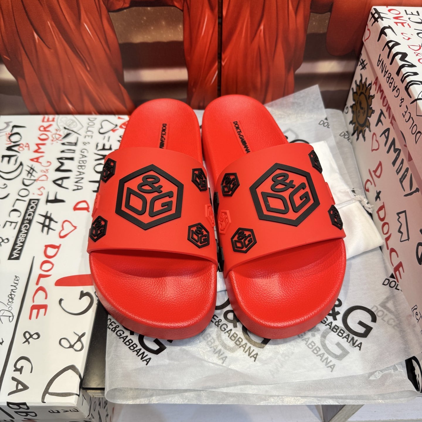 Dolce & Gabbana D&G Logo Print Slide Sandals – Unisex Couple's Summer Slippers