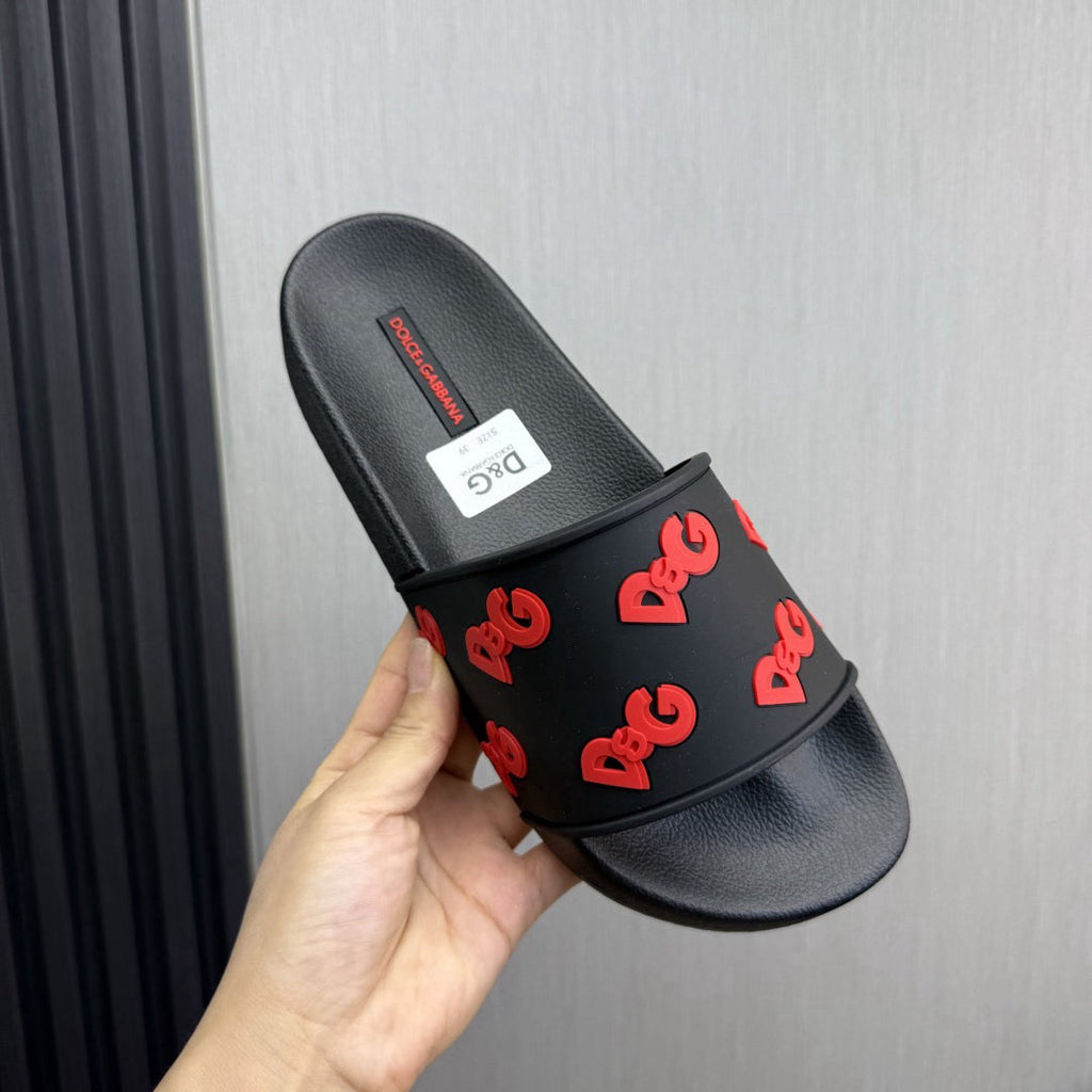 Dolce & Gabbana D&G Logo Print Slide Sandals – Unisex Couple's Summer Slippers