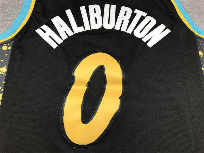 Men's Indiana Pacers Tyrese Haliburton #0 Black 2023/24 Swingman Jerseys - City Edition