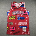 Men's Philadelphia 76ers Allen Iverson #3 Red Swingman Graffiti Edition Jerseys