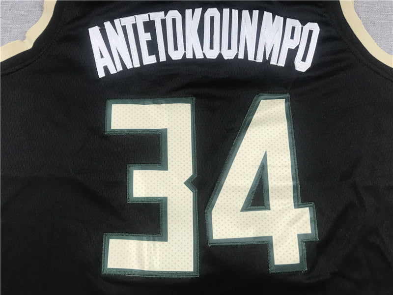Men's Milwaukee Bucks Giannis Antetokounmpo #34 Black Replica Player Jerseys