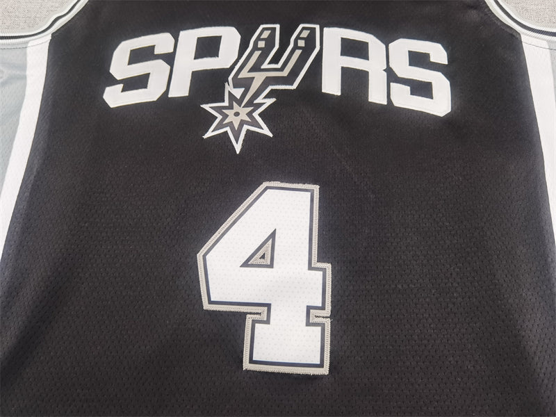 Men's San Antonio Spurs De'Aaron Fox #4 Black Swingman Jerseys - Icon Edition