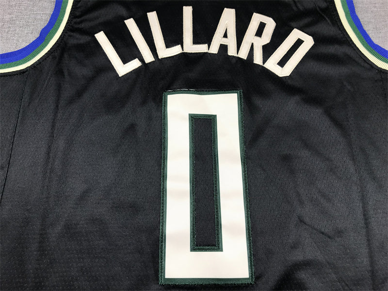 Men's Milwaukee Bucks Damian Lillard #0 Black Fast Break Player Jerseys - Statement Edition