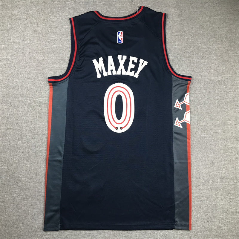 Men's Philadelphia 76ers Tyrese Maxey #0 Navy 2023/24 Swingman Jerseys - City Edition