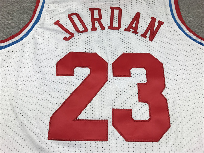 Men's 91 All Star Chicago Bulls Michael Jordan White Hardwood Classics Swingman Jerseys