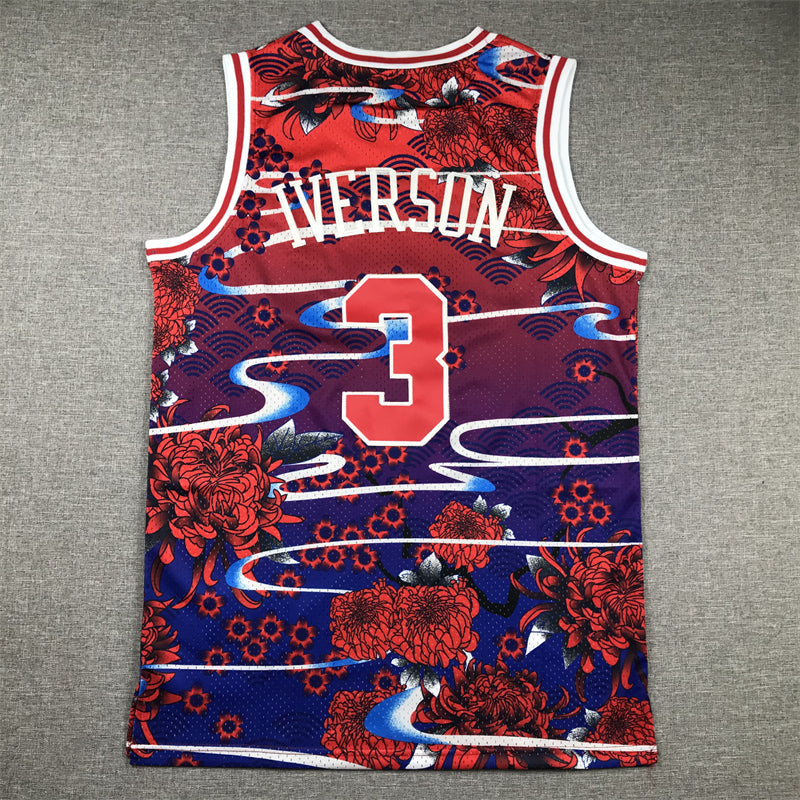 Men's Philadelphia 76ers Allen Iverson #3 Year of Rabbit Edition Hardwood Classics Swingman Jerseys