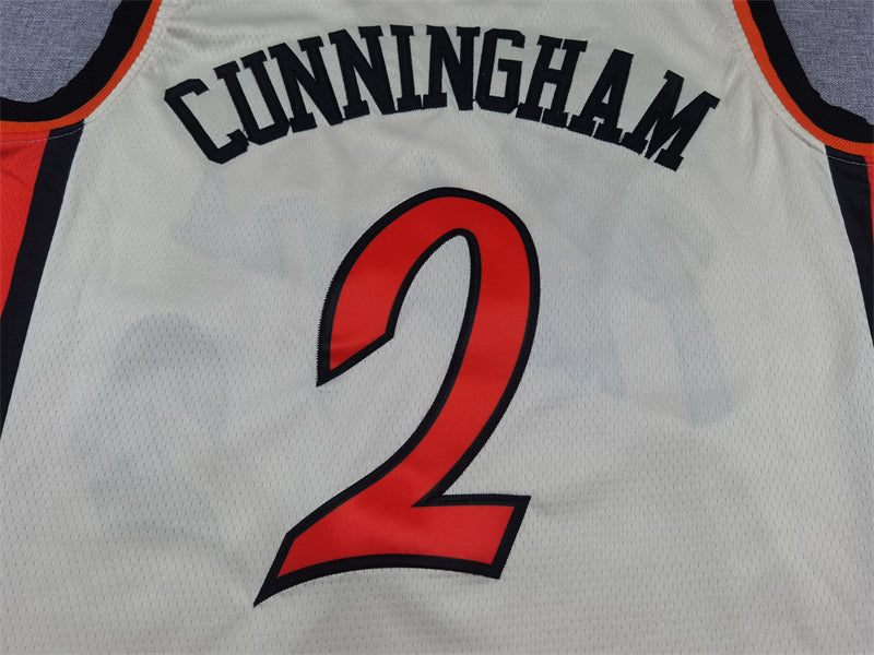 Men's Detroit Pistons Cade Cunningham #2 White 2024/25 Swingman Jerseys - City Edition