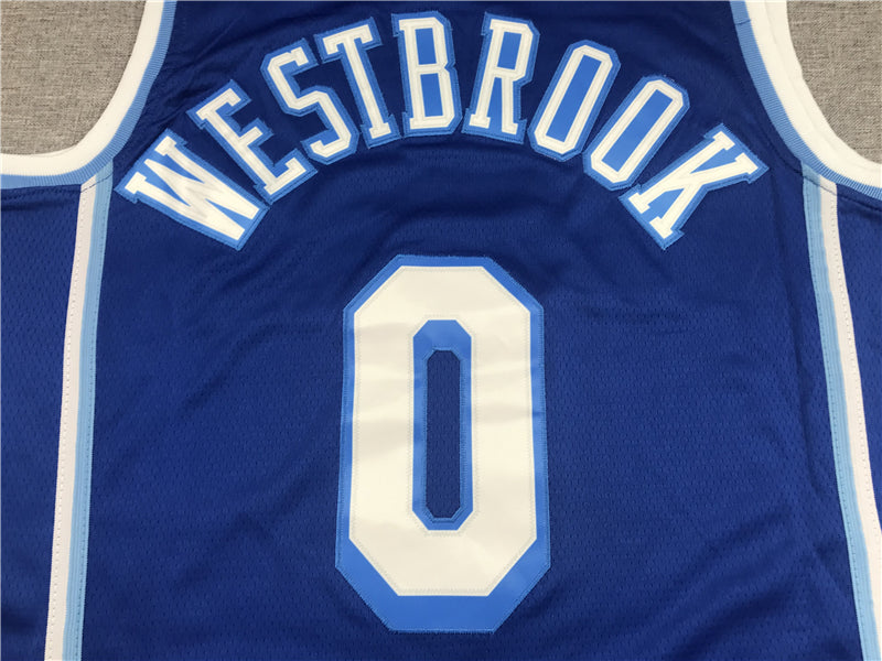Men's Los Angeles Lakers Russell Westbrook Blue Hardwood Classic Swingman Jerseys