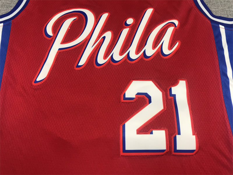 Men's Philadelphia 76ers Joel Embiid #21 NBA Red Replica Jerseys