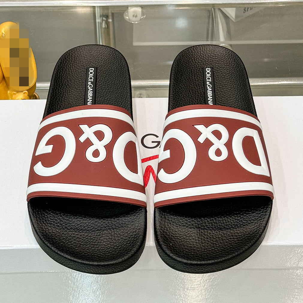Dolce & Gabbana D&G Logo Print Slide Sandals – Unisex Couple's Summer Slippers