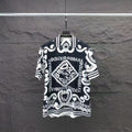Dolce & Gabbana DG Baroque Scroll Print Short-Sleeve Button-Down Shirt | White & Navy