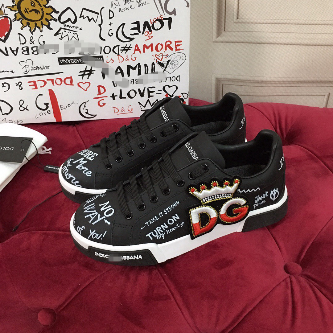 Dolce & Gabbana Portofino Graffiti Sneakers – Unisex Couple's Luxury Casual Shoes