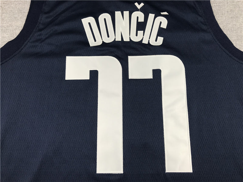 Men's Dallas Mavericks Luka Doncic #77 NBA Dark Blue Replica Jerseys