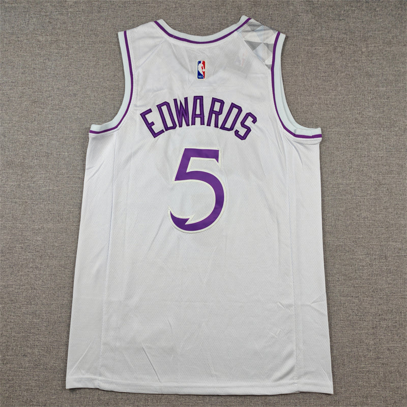 Men's Minnesota Timberwolves Anthony Edwards #5 White Swingman Player Jerseys