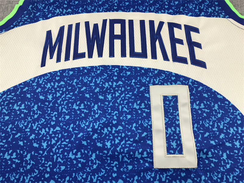 Men's Milwaukee Bucks Damian Lillard #0 Blue 2023/24 Swingman Jerseys - City Edition
